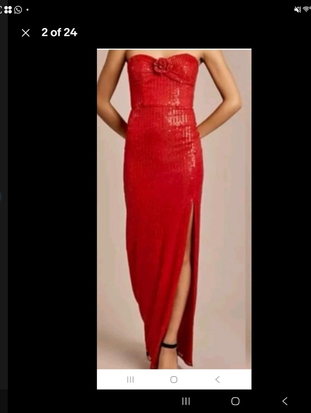 Red Sequin Strapless Maxi Dress